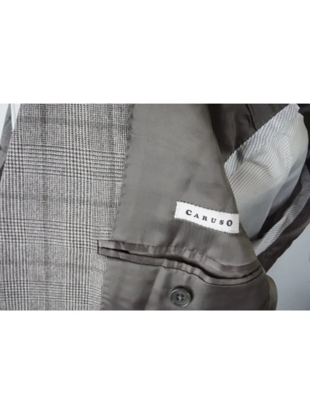 Caruso Gray Brown Plaid Flannel S110s Wool 2 Pc Suit Jacket Pant 42 US NEW